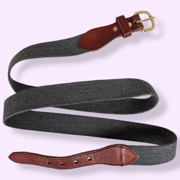 Red Leather & Grey Canvas Belt - Picture 2 of 5